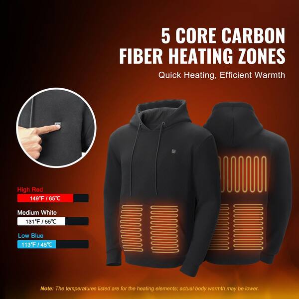 Heated Hoodie For Men & Women – USB Electric Winter Jacket, Lightweight, 19 Heating Zones, Unisex