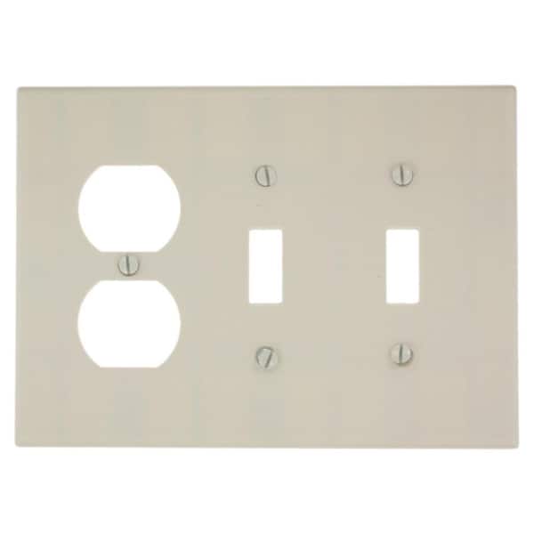 Leviton Almond 3-Gang 2-Toggle/1-Duplex Wall Plate (1-Pack)