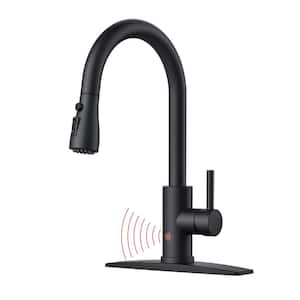 Touchless Sensor Single Handle Pull-Down Sprayer Kitchen Faucet with Pull Out Spray Wand in Matte Black