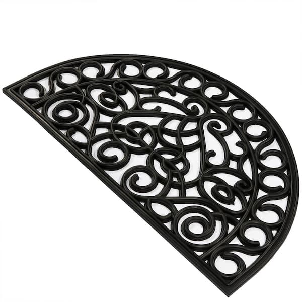 Ottomanson DirtOff Black Pins Design Rectangle Rubber Door Mat - 18 x 30