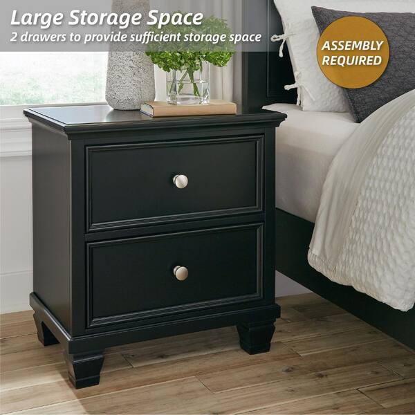 Signature DESIGN BY ASHLEY Lanolee Black 2 Drawers 25.13 in. W