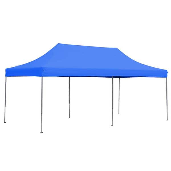 OVASTLKUY 10 ft. x 20 ft. Blue Pop Up Canopy Tent Gazebo for Beach Party Wedding