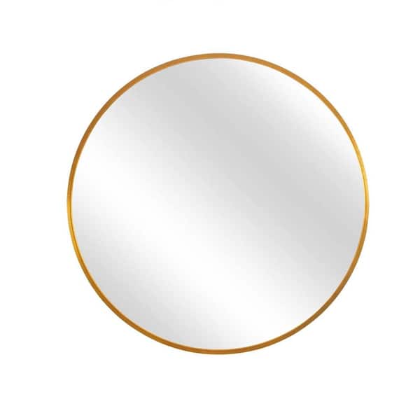 Unbranded 32 in. W x 32 in. H Round Framed Gold Mirror