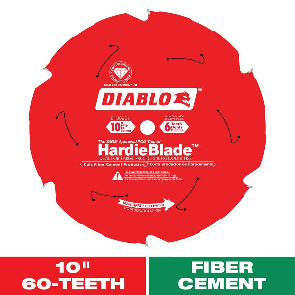 DIABLO 10in. x 6-Teeth HardieBlade Saw Blade for Fiber Cement