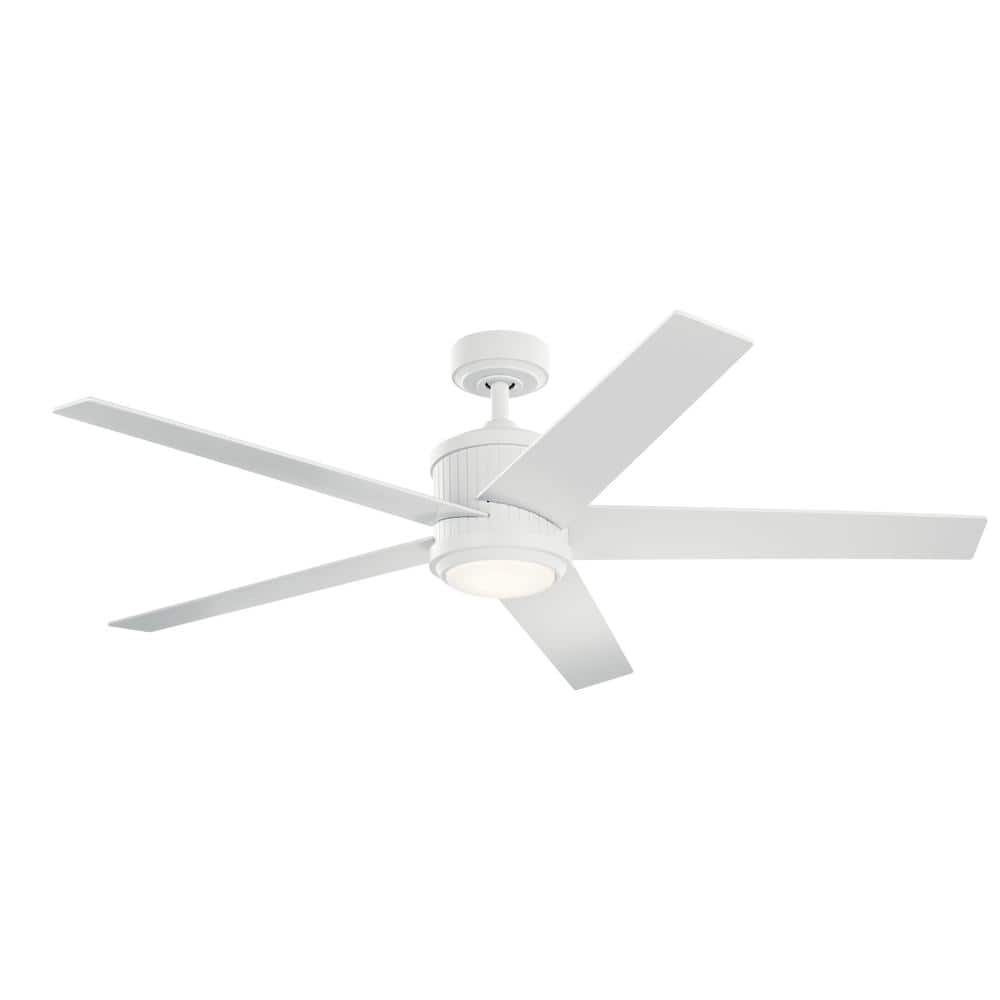 Brahm 56 in. Indoor Matte White Downrod Mount Ceiling Fan with Integrated LED with Remote Control Included price history on PriceWatchPro
