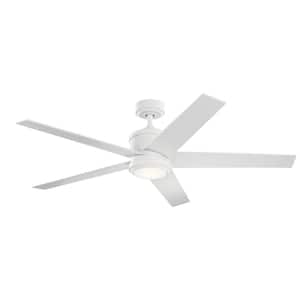 Brahm 56 in. Integrated LED Indoor Matte White Down rod Mount Ceiling Fan with Remote Control