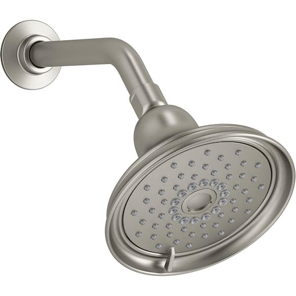 Bancroft 3-Spray 6 in. Single Wall Mount Fixed Shower Head in Vibrant Brushed Nickel