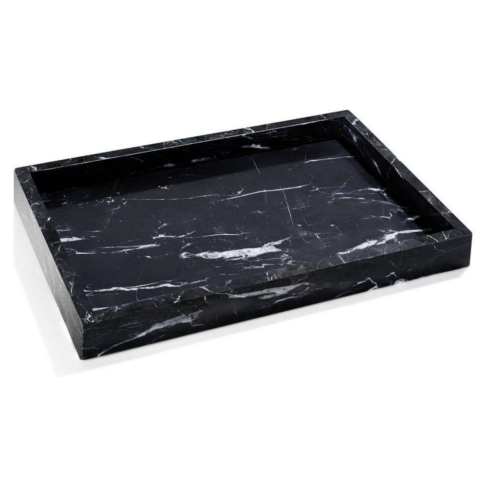 黒大理石　象嵌細工　トレー　black marble inlay tray 12
