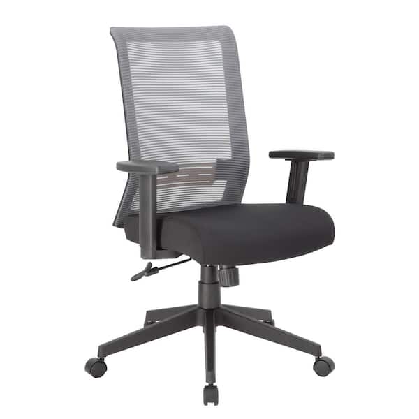 BOSS Office Products Grey Executive Mesh Back Desk Chair Adj Arms