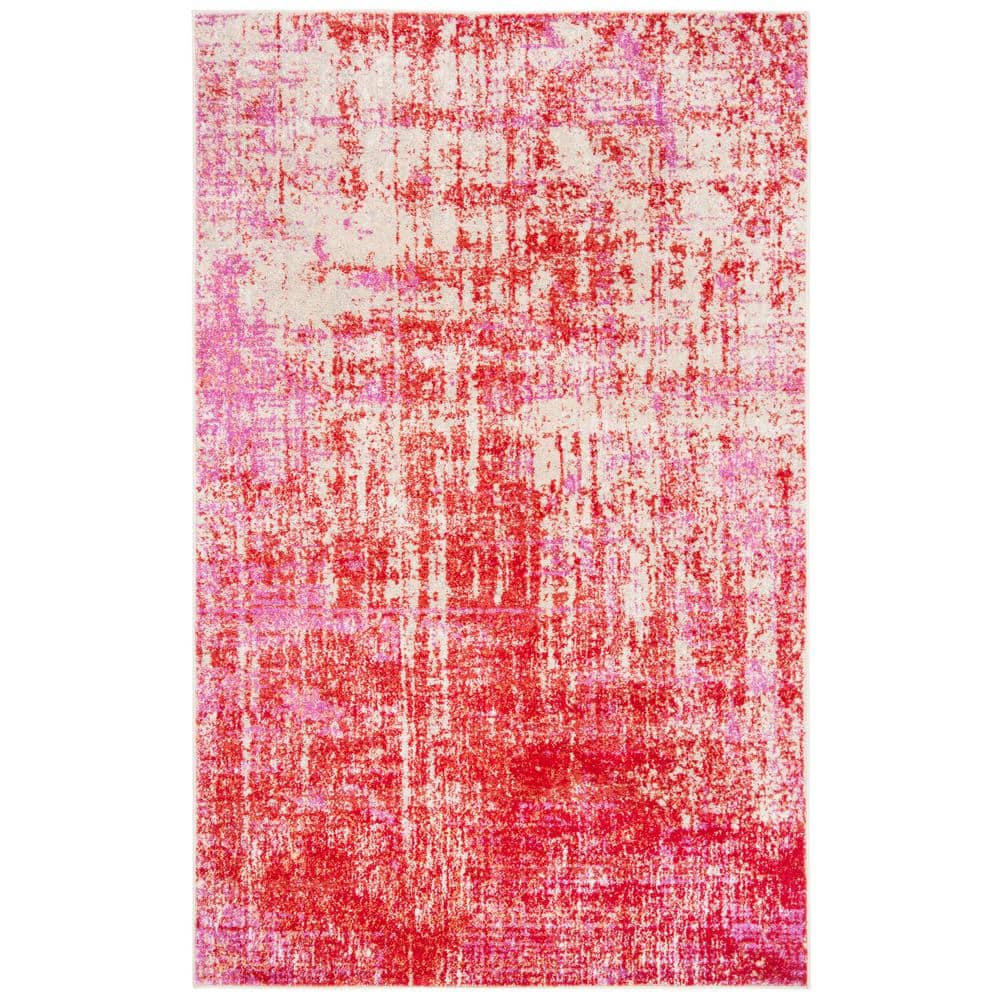 Reversible Red and Gold Synthetic 4' x 6' Area Rug