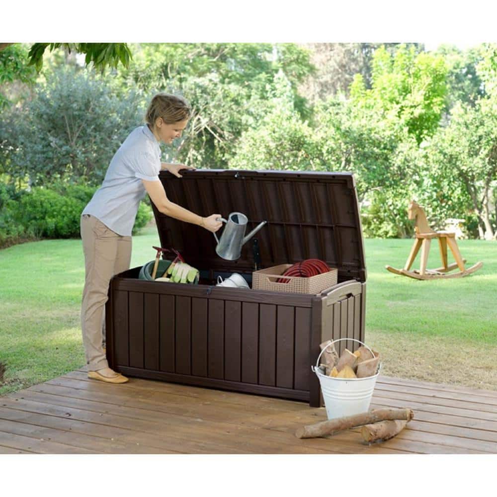 Brown Lockable Plastic 101 Gallon Deck Storage Box