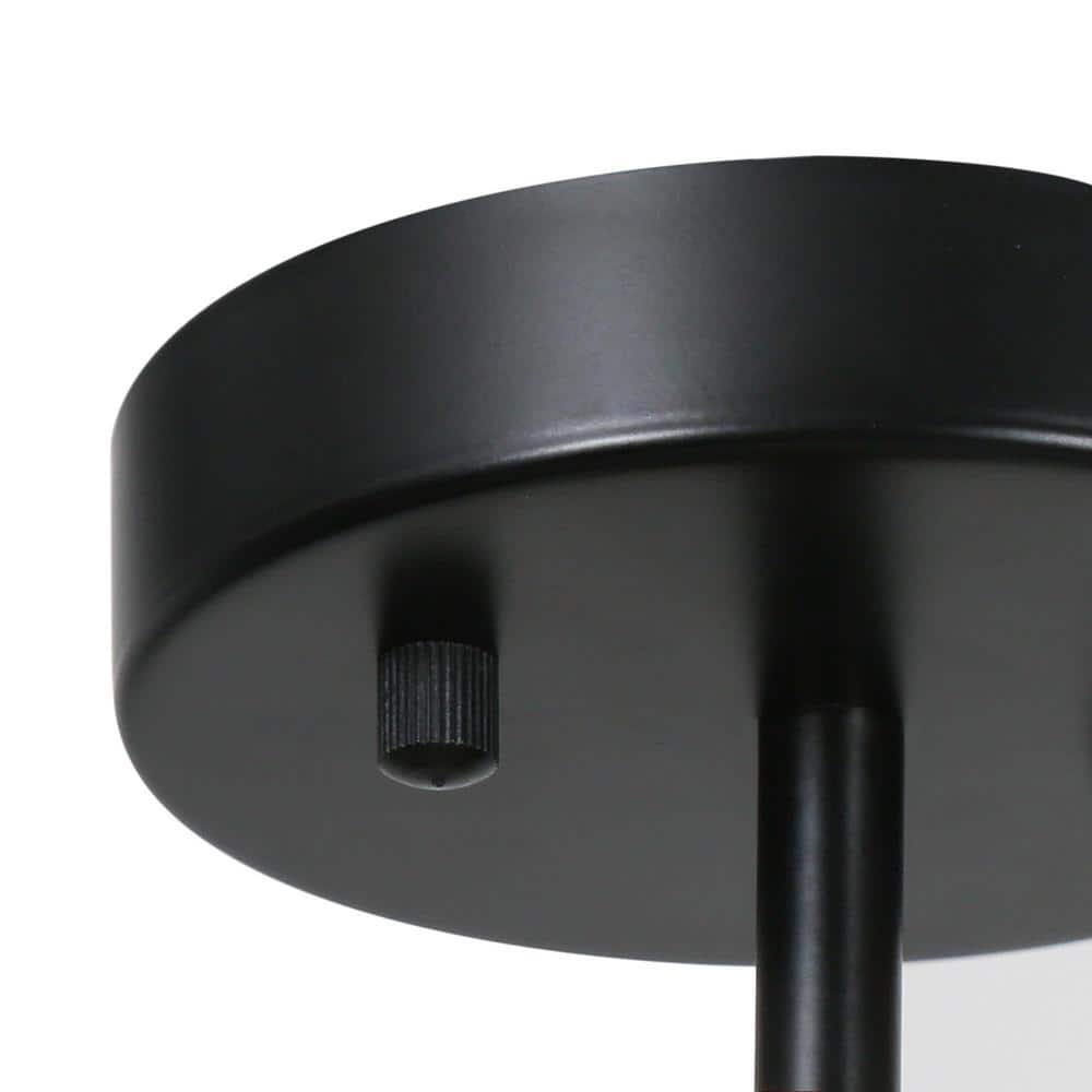 Modern 19" Matte Black and Brass Semi-Flush Mount with Frosted Glass Globes