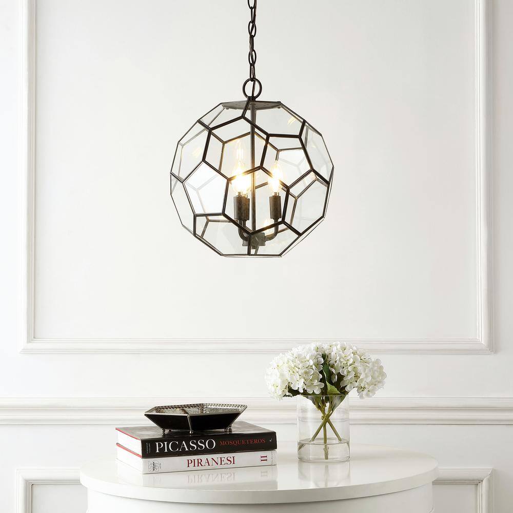 Bee 13.5" Oil Rubbed Bronze Hexagon Glass LED Pendant Light