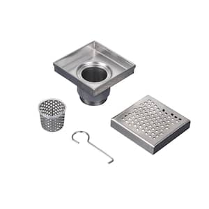 Designline 6 in. x 6 in. Stainless Steel Square Shower Drain with Wave Pattern Drain Cover