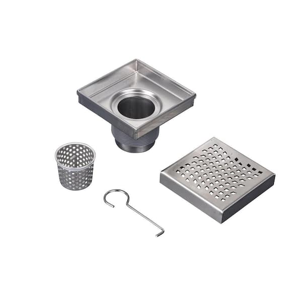 Oatey Designline 6 in. x 6 in. Stainless Steel Square Shower Drain with Wave Pattern Drain Cover