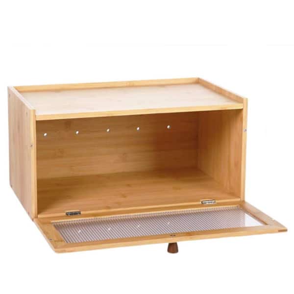 1-Piece Bamboo Bread Box Set with Transparent Window, Large Capacity Kitchen Storage Container for Countertop