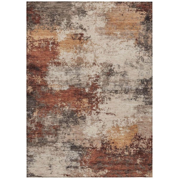 Chantille Machine Washable Indoor/Outdoor Abstract ACN2064 Paprika 8 ft. x 10 ft. Area Rug