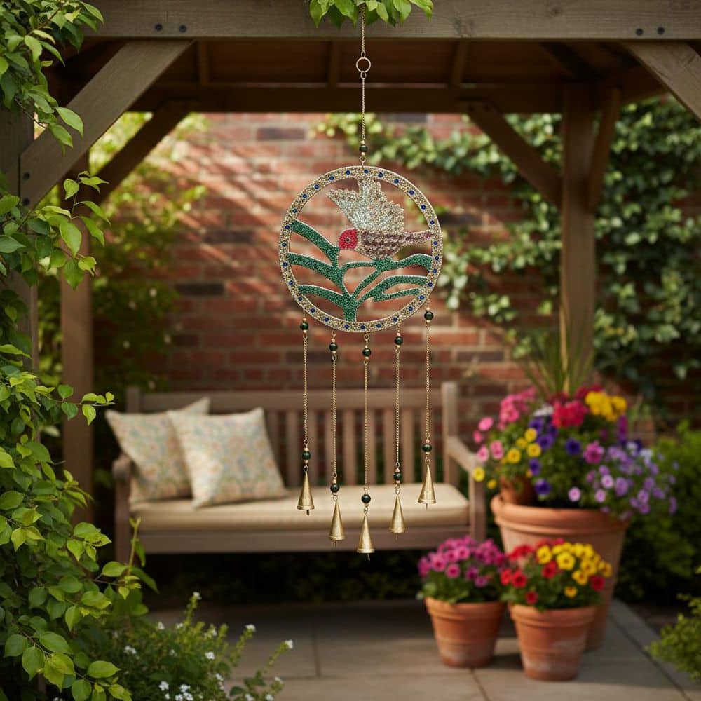 12 in. x 35 in. Green Wood and Metal Beaded Hummingbird Wind Chime price history on PriceWatchPro