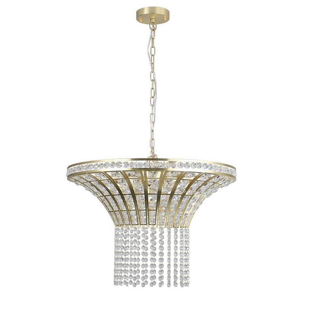 8-Light 24 .in. Gold Crystal Chandelier, Modern Glam Hanging Fixture with Cascading Strands for Dining Room Living Room price history on PriceWatchPro