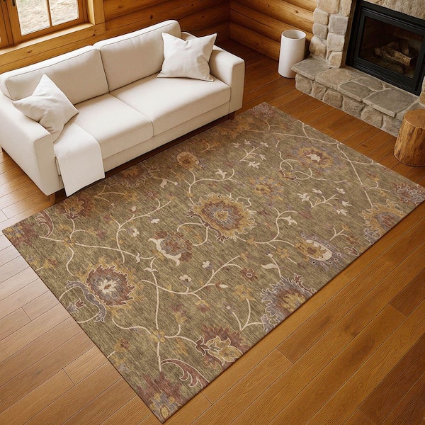 Chantille Machine Washable Indoor/Outdoor Abstract ACN2290 Brown 3 ft. x 4 ft. Area Rug