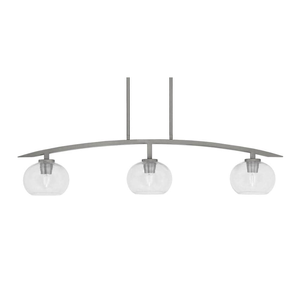 Siena 41.25 in. 3-Light Graphite Chandelier with 7 in. Clear Bubble Glass S