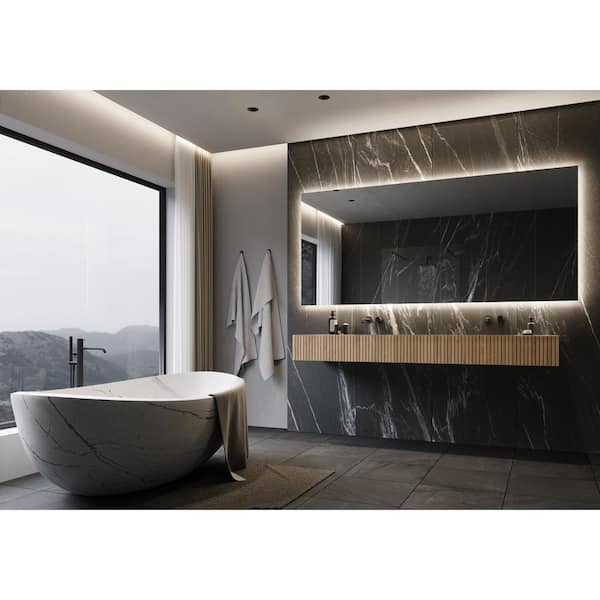 PARIS MIRROR Original Backlit 100 in. W x 45 in. H Rectangular Frameless Wall Mounted Bathroom Vanity Mirror 6000K LED