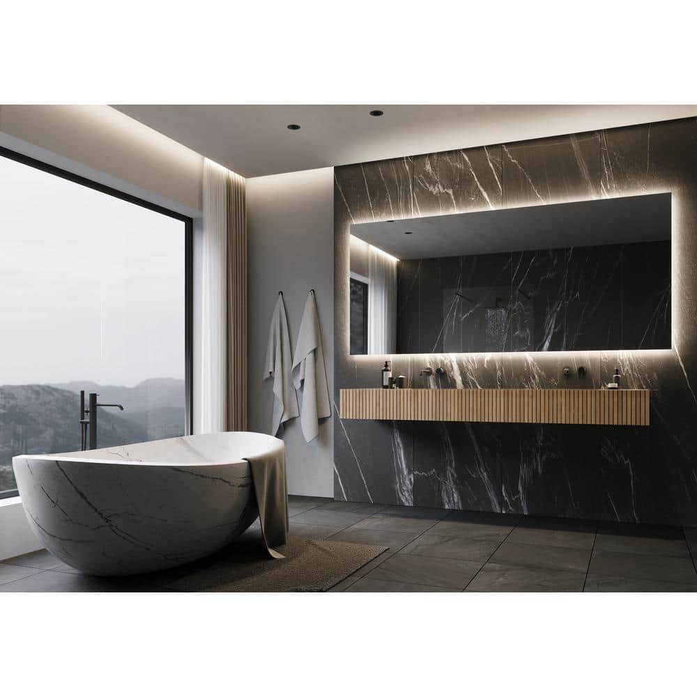 Original Backlit 100 in. W x 45 in. H Rectangular Frameless Wall Mounted Ba