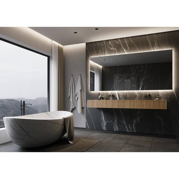 Unbranded Original Backlit 100 in. W x 45 in. H Rectangular Frameless Wall Mounted Bathroom Vanity Mirror 6000K LED