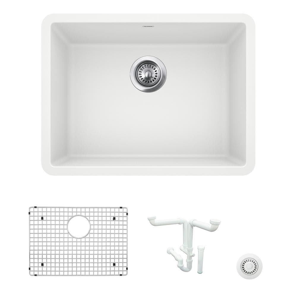 Precis 23.44 in. Undermount Single Bowl White Granite Composite Kitchen Sin
