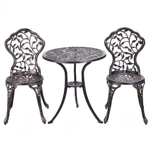 Bistro Bronze Leaves Set 3 Piece 1-Table/2-Chairs