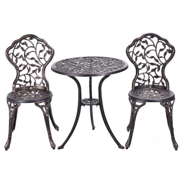 HI-LINE GIFT LTD. Bistro Bronze Leaves Set 3 Piece 1-Table/2-Chairs