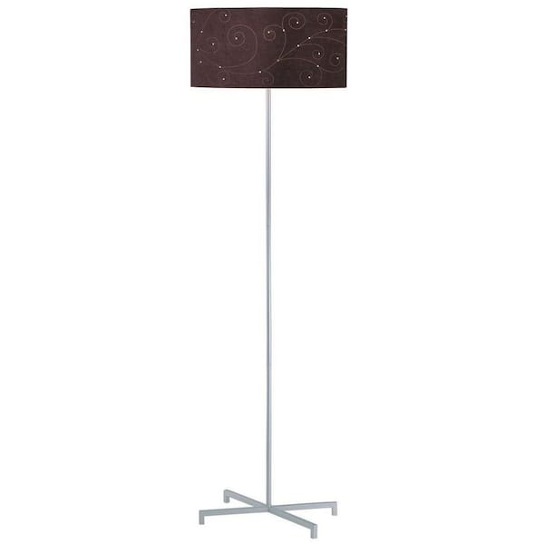 Illumine 58 in. Silver Floor Lamp with Coffee Suede