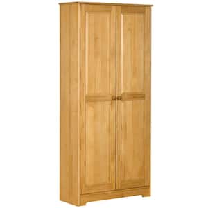 Brown Wood 30.75 in. Pantry Cabinet with Doors and Shelf Adjustability