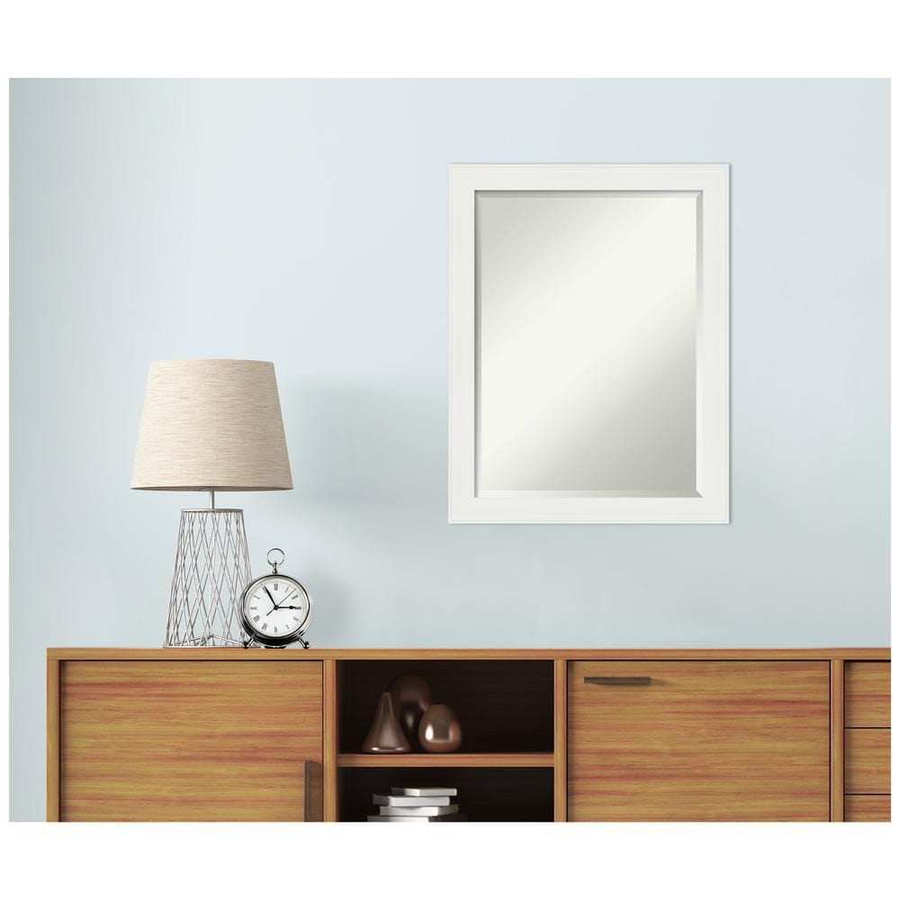 White Matte Rectangular Wall Mounted Bath Mirror