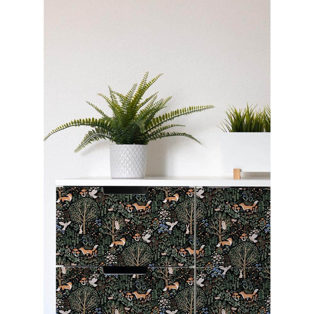 Black and Multicolor Non-glossy Peel and Stick Wallpaper
