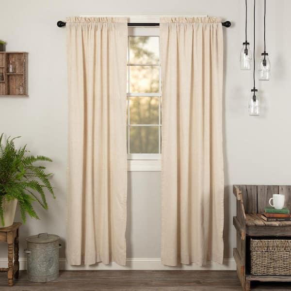 Simple Life Flax 40 in W x 84 in L Light Filtering Rod Pocket Window Panel Natural Creme Pair