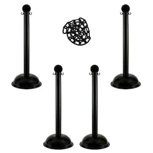 Heavy-Duty Stanchion and Chain Kit in Black