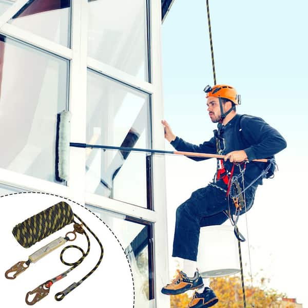 Vertical Lifeline Assembly, 0.55 in. x 100 ft. Fall Protection Rope with 30 KN Breaking Tension, Polyester Roofing Rope