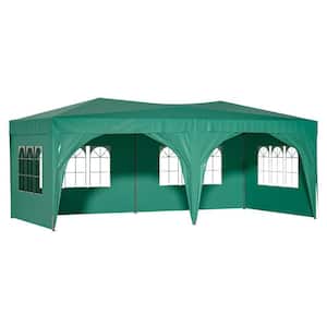 10 ft. x 20 ft. Green Outdoor Portable Folding Party Tent, Pop Up Canopy Tent with 6 Removable Sidewalls and Carry Bag