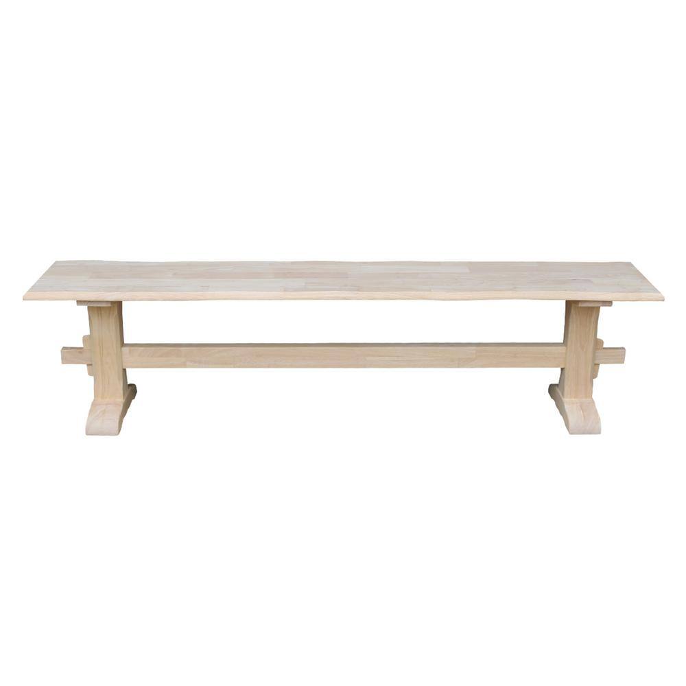 Traditional Unfinished Solid Parawood Live Edge Trestle Bench