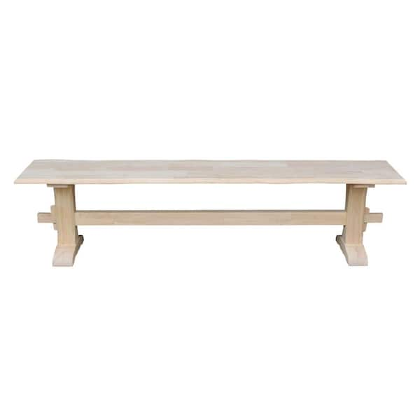 International Concepts Unfinished 72 in. W Live Edge Trestle Bench