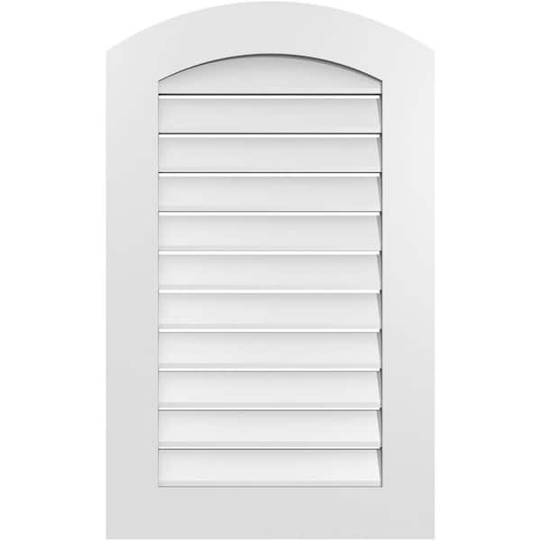 Ekena Millwork 22" x 34" Arch Top Surface Mount PVC Gable Vent: Non-Functional with Standard Frame