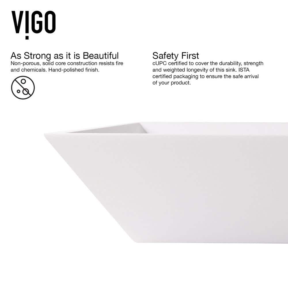 Vinca Matte Stone Rectangular Vessel Sink with Matte Black Wall-Mount Faucet