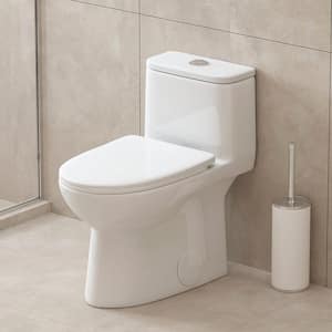 1-piece 0.8 GPF/1.28 GPF Dual Flush Elongated Toilet in White with Seat Included