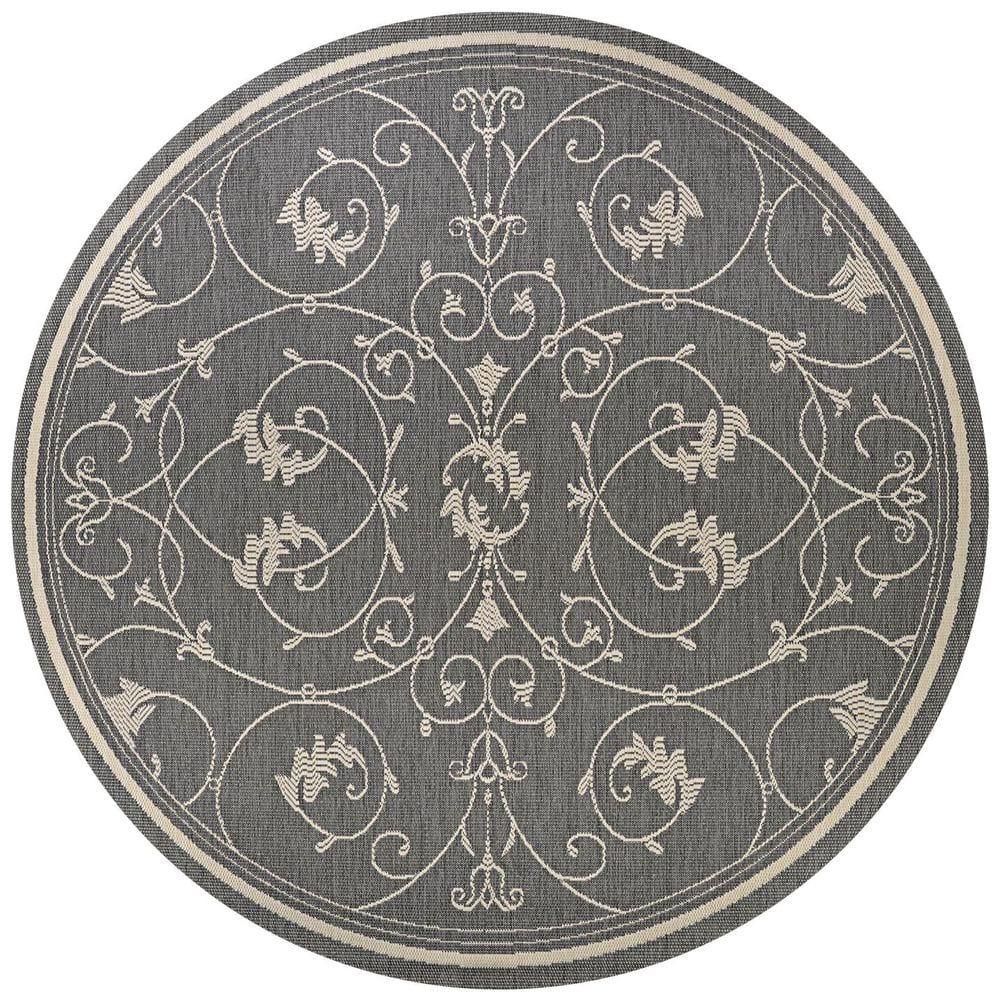 Recife Veranda 8 ft. Round Ivory-Silver Floral Indoor/Outdoor Area Rug price history on PriceWatchPro