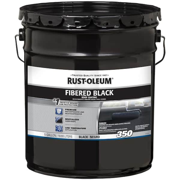 Rust Oleum 5 Gal 350 Fibered Black Asphalt Roof Coating 301999 The Home Depot 