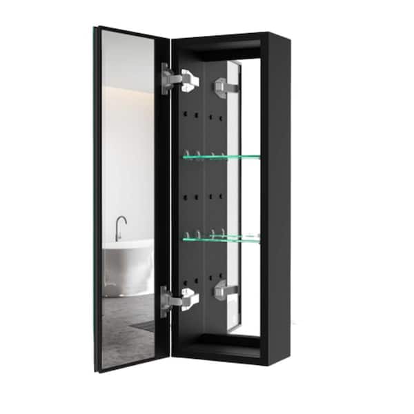 JimsMaison 10 in. W x 30 in. H Rectangular Aluminum Medicine Cabinet with Mirrors and Shelves