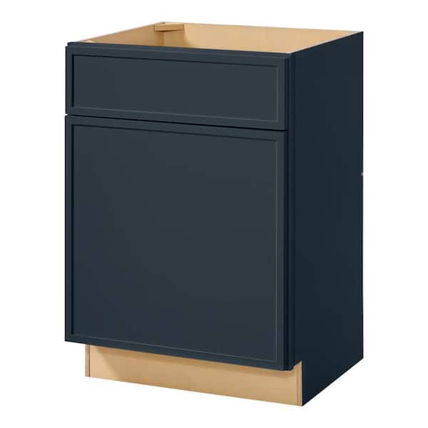 Leyton 24 in. W x 21 in. D x 34.5 in. H Ready to Assemble Plywood Slim Shaker Bath Sink Base Cabinet in Ink Blue