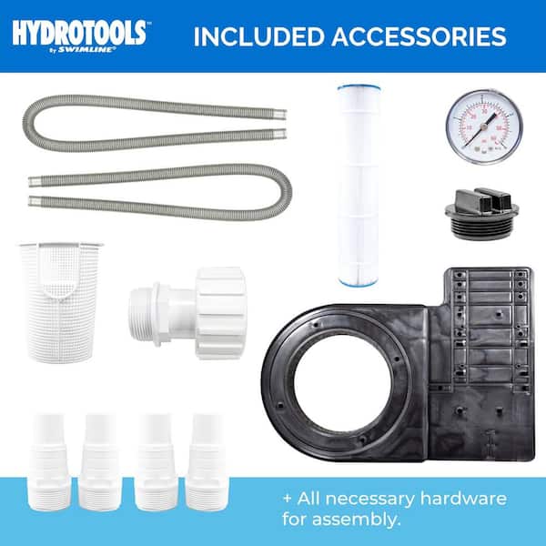 HYDROTOOLS 100 SqFt Cartridge Pool Filter System for Above Ground Pools