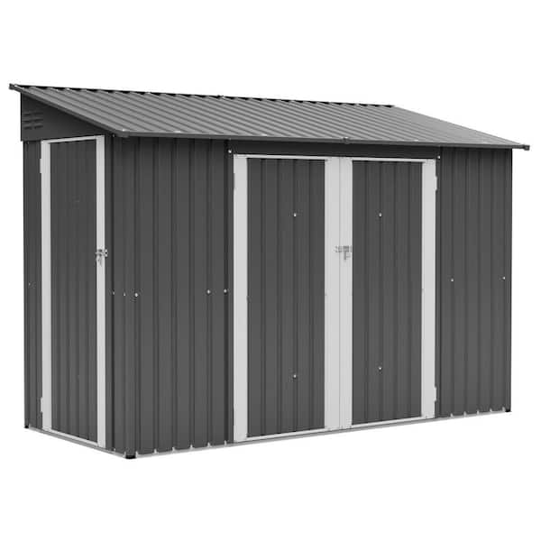 9 ft. W x 4 ft. D Dark Grey Metal Storage Shed with Lockable Double Doors for Backyard, Lawn, Garden (36 sq. ft.)